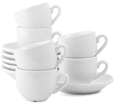 Holst Porzellan CL 001 Classico Lot de 6 tasses à expresso en porcelaine 0,10 l avec soucoupe, blanches pour 6 personnes