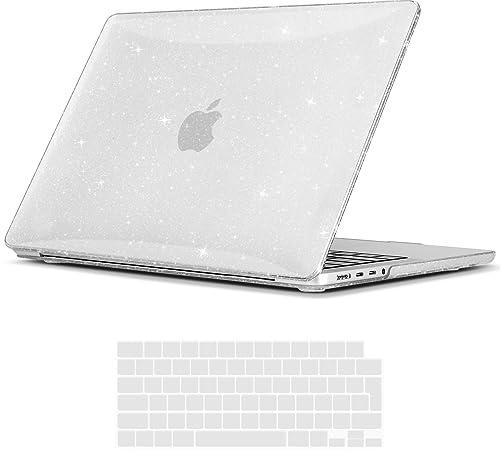 TECOOL Hülle Kompatibel mit MacBook Pro 16 Zoll 2022 2021 A2485 mit M1 Pro/Max Chip u. Liquid Retina XDR, Ultradünn Hartschale Schutzhülle Transparent Case Cover + EU Tastaturschutz, Glitzer klar | A3429 A3428 A3403 A3186 A2991 A2780 A2485, Ultradünne Schutzhülle, Snap-on Hardcase, EU Tastaturschutz