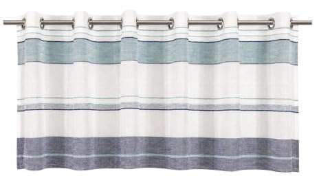 Design Ösenpanneaux | mit Web-Streifen | blau maritim | 4059-01 | Scheibengardine mit Ösen