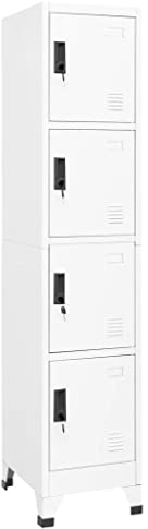 vidaXL Schließfachschrank Spind Schrank Umkleideschrank Metallschrank Fächerschrank Aktenschrank Büroschrank Lagerschrank Weiß 38x45x180cm Stahl