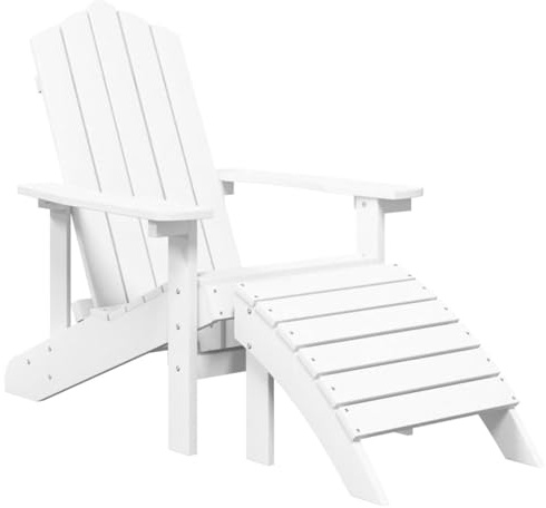 vidaXL Adirondack Gartenstuhl mit Fußstütze Gartenmöbel Gartensessel Stuhl Terrassenstuhl Balkonstuhl Stühle Campingstuhl Outdoor Sessel HDPE Weiß