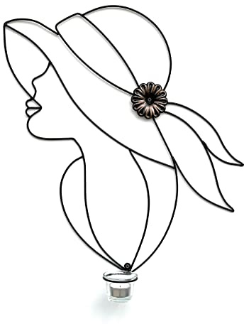 DanDiBo Wandteelichthalter Metall Schwarz 50 cm Dame Wandkerzenhalter 96324 Teelichthalter Wand Teelicht Wandleuchter