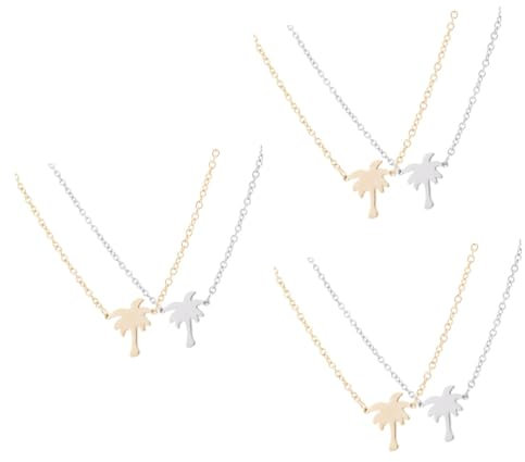 ABOOFAN 6 Pièces collier chaîne collier d'été hawaïen cadeau charme palmier s en acier inoxydable cadeau de bijoux arbre Facile cocotier pendentif