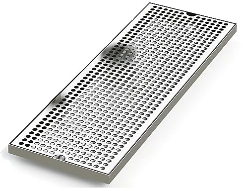 Surface Mount Drip Tray with Perforated Screen - No Drain - 24 x 10 - Brushed Stainless Steel