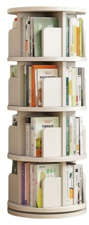 CD-Aufbewahrungsregal, 4/lagiges, Um 360° Drehbares Bücherregal, Drehbares Bücherregal For Kinder Und Erwachsene, Bodenstehendes Bücherregal, Geeignet For Büros, Wohnzimmer Zu Hause ( Color : White ,