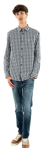 Tommy Jeans Uomo Camicia Poplin Check Shirt Regular Fit, Multicolore (Dark Night Navy Big Check), M