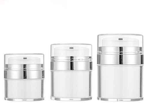 Tarro con Bomba Sin Aire, Set de 3 Frascos Dispensadores de Crema Acrílicos para Cosméticos, Botellas de Viaje para Lociones y Maquillaje - 15ml 30ml 50ml
