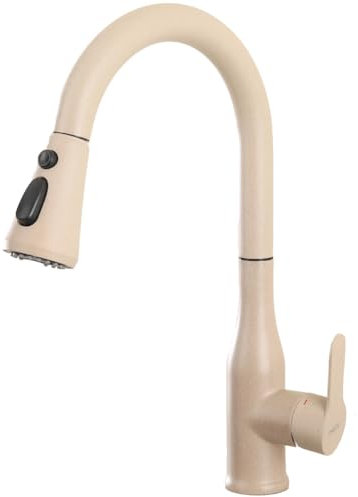 ONECE Rubinetto Cucina Farina D'avena, con Doccetta Estraibile a 3 Modalità, Miscelatore Monocomando Lavello Girevole a 360°, Rubinetti Estensibile, Acciaio Inox 304, Acqua Fredda e Calda