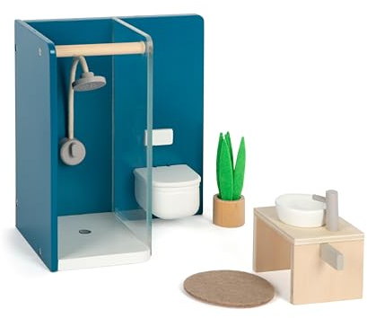 Small Foot dockhusmöbler badrum av trä, möbelset för dockhuset, för barn från 3 år, 12630