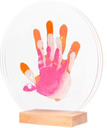 LouYou Kit Impronte Famiglia 3 Nacré - Coffret Nascita Personalizzato - Kit Decorativo Bimbo - Regalo Mamma Festa della Mamma - Plexiglass e Supporto Legno Naturale - Idee Nascita - Made in France