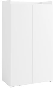 byLIVING Sekretär Janne/Sekretär matt weiß/Office-Schrank mit 2 Türen/platzsparend/Grifflos/B 80, H 141, T 40 cm