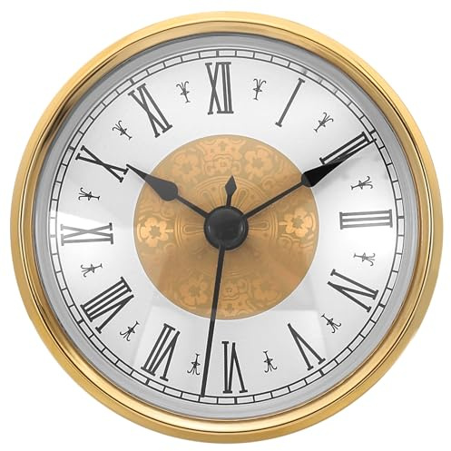 PATIKIL 80mm Quarz Uhrwerk Wanduhr, Stille Römische Ziffern Kaminuhren, Ersatz für Tischuhr, Stehuhr, Standuhr (Goldfarben Stil 18)