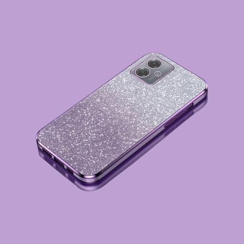 PAIXIKYZ Compatible con Motorola Moto G14 | Funda Suave Transparente Electropalada de TPU + Papel con Purpurina