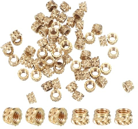 PATIKIL Insert fileté en laiton M4x4x6,31mm Écrous cannelés 100pcs | Écrous cannelés métriques à insérer pour composants d'impression 3D en plastique