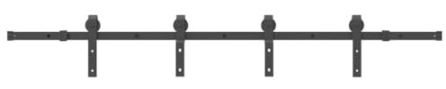 vidaXL Schiebetürbeschlag-Set 200 cm Stahl Schwarz, Schiebetür-Beschlag, Schiebetür-Rolle, Schiebetür-System, Schiebetür-Schiene, Schiebetür-Bügel
