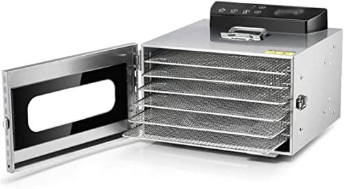 IUBGFTO Deshidratador de Alimentos de 6 bandejas, máquina Secadora de Frutas, Secadora para Verduras, Frutas secas, máquina Secadora de Carne de Acero Inoxidable