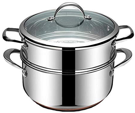 CHFYIJYHM Vaporera pequeña de Acero Inoxidable 304, Tres Capas engrosadas, 2 Capas Dobles, 3 más, 1 Capa, Cocina de inducción, Olla for Sopa, Estufa de Gas for el hogar(17.5cm)