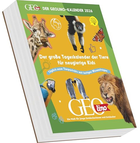 GEOlino - Der GEOlino-Kalender 2026 – Abreißkalender 12,5x16 cm, 365 spannende Tierporträts & kindgerechte Wissens-Fakten für Kinder ab 8 Jahren: ... Welt für junge Entdeckerinnen und Entdecker