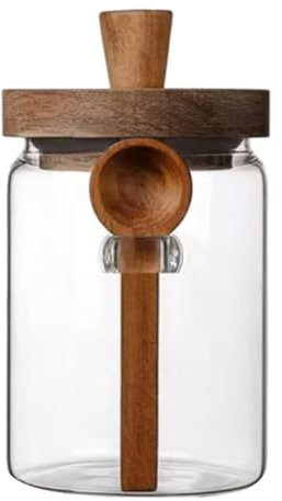 Alipis Grand Bocal En Verre Scellé De Style De 850 Ml Avec Cuillère En Bois Pour