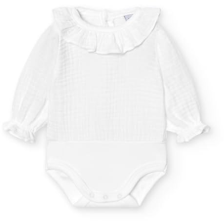 BABIDU Långärmad baby-body i 100% bomull, babybody för nyfödda av bambumatyg med volangkrage, mjuk, andningsaktiv och allergivänlig, för känslig hud, unisexkläder
