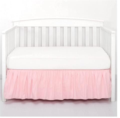 LIUHLFSR Kinderbettrock mit weißen Oberlaken – 4 Seiten mit plissierten Rüschen for Baby-Jungen-Mädchen-Kleinkinder-Tagesdecke Geeignet Für Schlafzimmer, Hotel(Pink,70x140x36cm)
