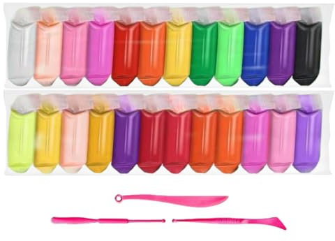 Modelliermasse-Set, lufttrockener Ton für Kinder, Modelliermasse, mehrfarbig, für Kinder, sicheres, antihaftbeschichtetes buntes handgefertigtes Spielzeug für Mädchen, Erwachsene