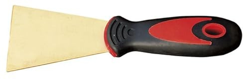 Spatule rigide bi-matière 65 mm, idéale pour les travaux de maçonnerie et de revêtement, offre durabilité et flexibilité.