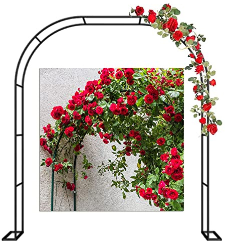 Arco de jardín de 120 cm, 140 cm, 180 cm, 200 cm, 240 cm, 280 cm y 350 cm, arco de metal resistente para plantas trepadoras, decoración de boda al aire libre, enrejado de pasarela de jardín (tamaño