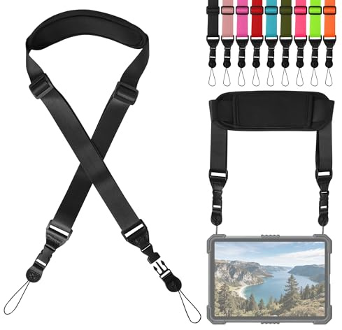 Padded iPad Binocular Camera Shoulder Strap, Nylon Neck Lanyard Strap, Fluorescent Green, Default | for Tablet Case Crossbody Laptop Luggage Bag