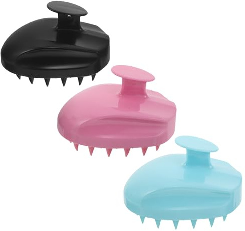 KOMBIUDA 3piezas Cepillo de Champú de Masaje de Silicona para Exfoliación y Masaje de Cabelludo Uso Ducha o Seco para Cabello Grueso y Fino
