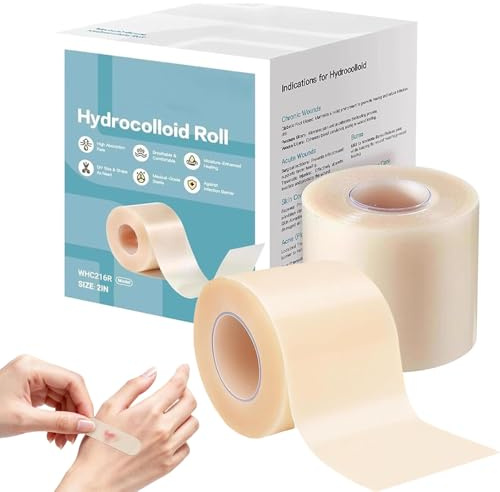 medizinische Grad Hydrokolloid Dressing Roll - Selbstklebendes Wundheilungsband für Blasen, Verbrennungen, Akne, Druckwunden | Wasserdichte, sanfte und schmerzlose Entfernung (2PCS)