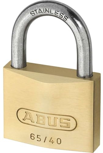 Abus - 65IB/40 40mm Messing Vorhängeschloss Edelstahl Schäkel Carded - ABU65I... | Robustes Messing-Schloss mit korrosionsbeständigem Edelstahl-Schäkel – Maße: 40 × 62 × 15 mm, Modell ABU65IB40C