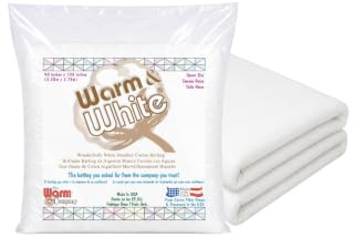 The Warm Company — Warm & White Cotton Batting — Queen Size 90 x 108 Pre-Cut, Premium Needle-Punched Quilt Batting for Crafts & Quilting