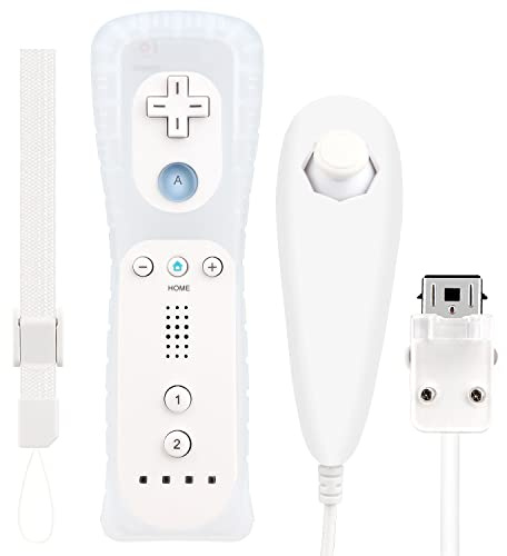 OSTENT Motion Sensor Fernbedienung + Wired Nunchuck Combo Kompatibel für Nintendo Wii Konsole Farbe Weiß