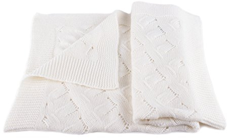 Love Cashmere Unisex Luxury 100% Cashmere Baby Blanket - White - hand made in Scotland RRP £160