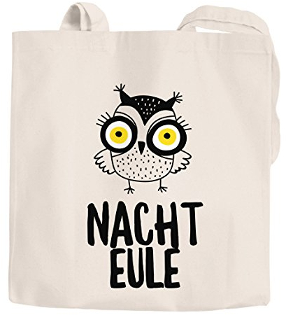 MoonWorks Jutebeutel Nacht Eule Nachteule Stoffbeutel Baumwolltasche Tragetasche natur 2 lange Henkel