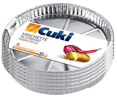 Cuki Vaschette Alluminio Doppia Forza tonde, per pizza, 6 Conf. Da 2 Pezzi