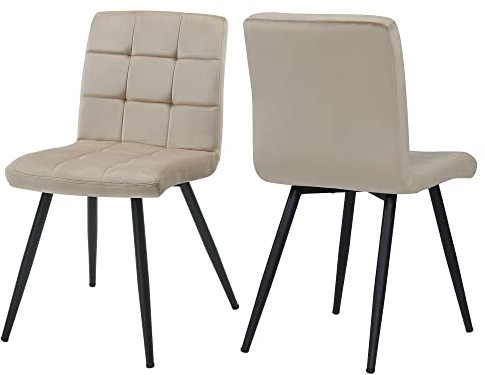 Duhome Esszimmerstühle 2er Set Küchenstuhl Wohnzimmerstuhl Polsterstuhl mit Metallbeine Samt Stuhl für Küche Esszimmer Wohnzimmer, Beige