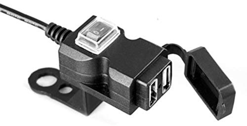 Dual USB Socket Charger, Motorcycle Waterproof Handlebar Power Quick Charge 3.0 Socket, Car Power Outlet, Black (9-90V)
