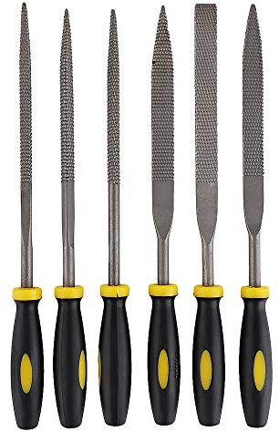 5 * 180mm Mini Assorted Hand File Wood Rasp Set Metal Filing Rasp Needle File Wood Tools with Rubber Handle 6pcs