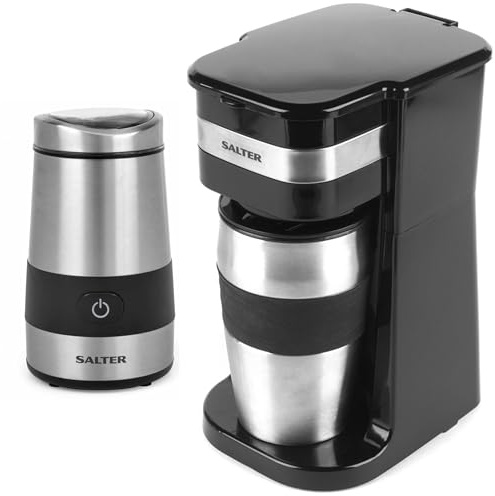 Salter COMBO-4460 Coffee Maker to Go Personal Filter Coffee Machine with Electric Grinder
