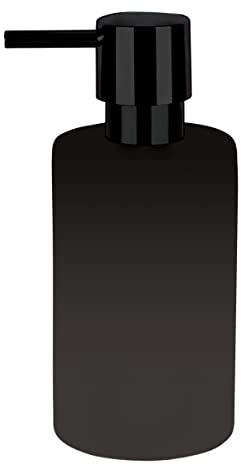 Spirella Seifenspender Tube | mit Edelstahlpumpe | Flüssigseifen-Spender | Porzellan | 300ml | Langliebig und Robust | matt schwarz, Keramik, Noir Mat