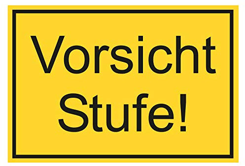 Hinweisschild Vorsicht Stufe! gelb/schwarz