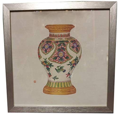 Fine Asianliving Peinture Chinoise avec Cadre Vase Porcelaine Chinoise Fruit L35xP3xH35cm
