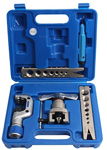 CCLIFE Metrisch Zöllig Taumelbördelgerät Klimaanlage Bördelgerät Bördelwerkzeug für R407c/R410a mit Rohrabschneider | 5-19MM | 3/16-3/4