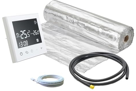 Komplett-Set Alu-Heizmatte AluPro für Laminat/Klickvinyl 140 W/m² mit Thermostat RT-50 weiß (1-20m²) (6 m ² - 0,5 x 12 m)