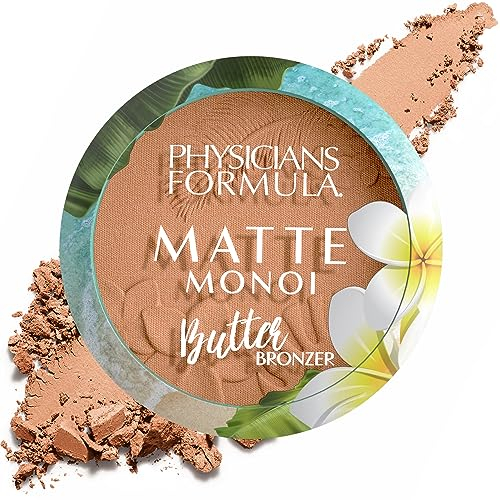 Physicians Formula, Matte Monoi Butter Bronzer Powder, Waterproof Matte Formula Infused with Nourishing Monoi and Murumuru Butter, for Bronzing and Contouring, Shade Sunkissed