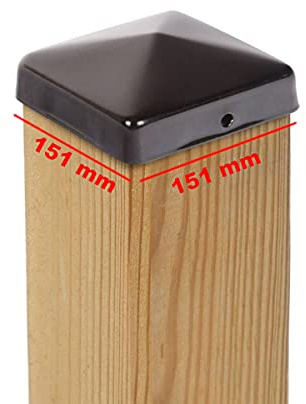8x Pyramid Post Caps Steel Black Powder Coated 151 x 151 mm