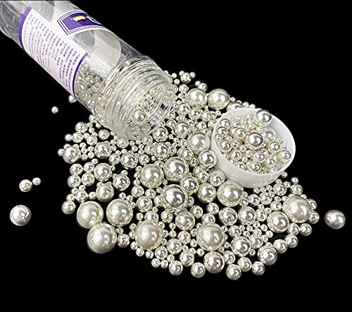 Edible Sprinkles Pearl Sugar Silver Candy 120g/ 4.2oz Mixing Size Baking Christmas Cake Decorations Cupcake Toppers Cookie Decorating Ice Cream Toppings Celebrations Shaker Jar Wedding Shower Party