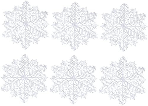 6-Pack Christmas Snowflake Place Mats Hollow Out Placemats Decorative Snow Coasters for Xmas Holiday Wedding Dinner Decoration - Silver